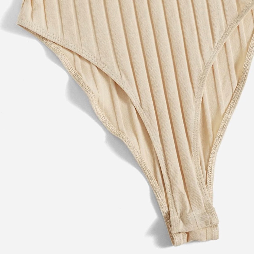 Sleeveless Cream Ribbed Bodysuit - Picture 3 of 4